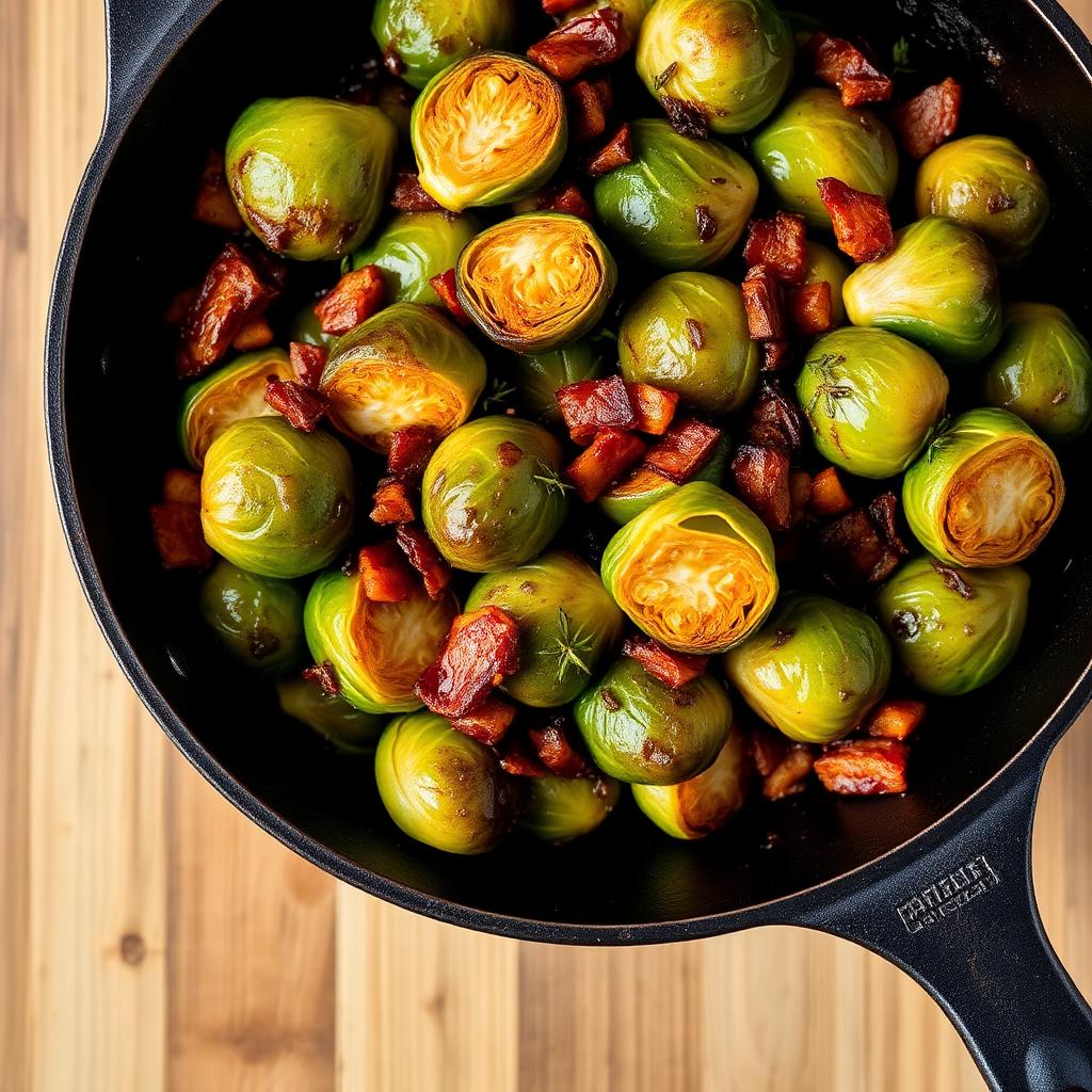 Maple Balsamic Brussels Sprouts with Bacon