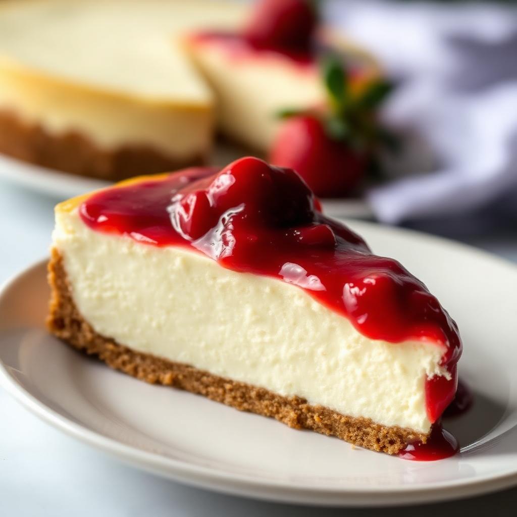 Classic New York Cheesecake with Strawberry Compote