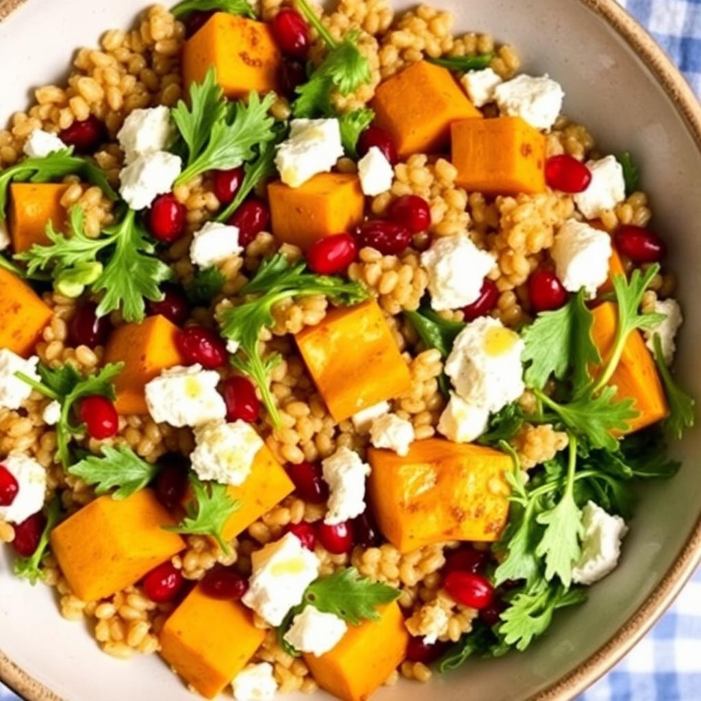 Harvest Farro Salad with Roasted Squash and Pomegranate