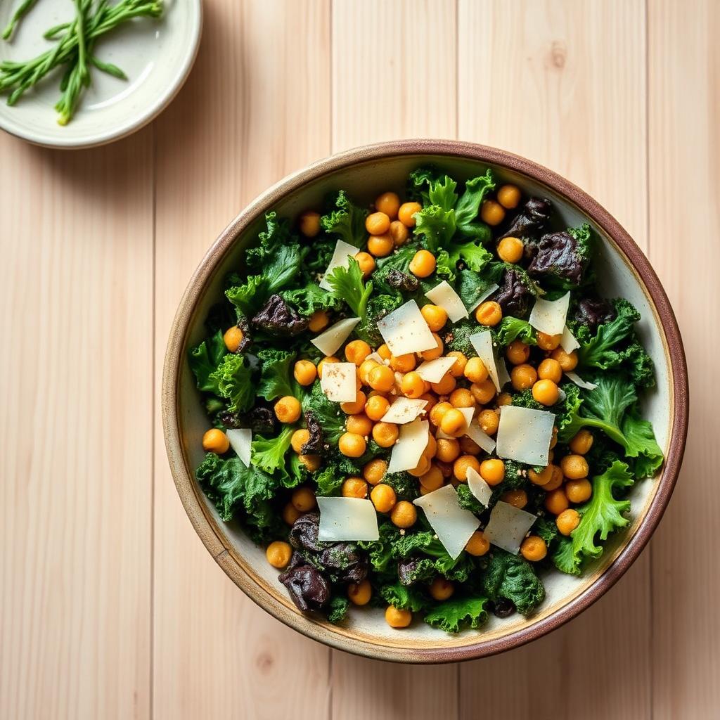 Massaged Kale Caesar with Crispy Chickpeas