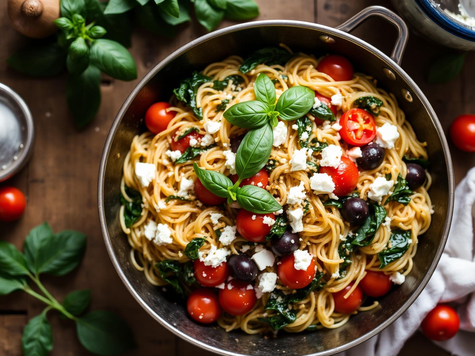 One-Pot Mediterranean Orzo with Spinach and Feta