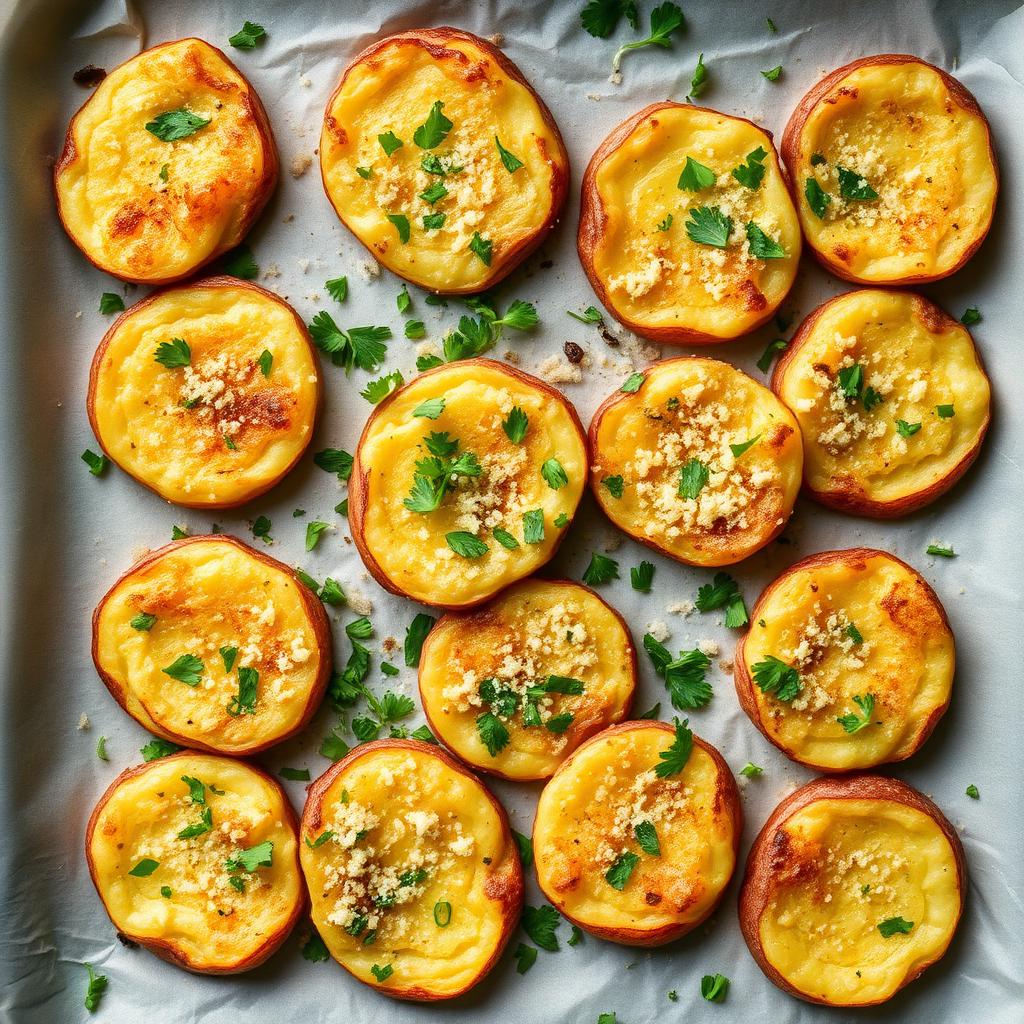 Crispy Garlic Parmesan Smashed Potatoes
